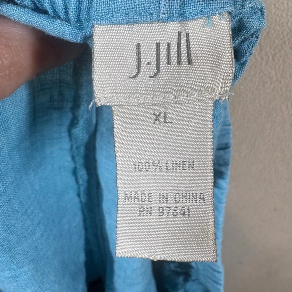 J. Jill Womens XL Teal Blue 100% Linen Elastic Waist Pocket Short Casual Classic
